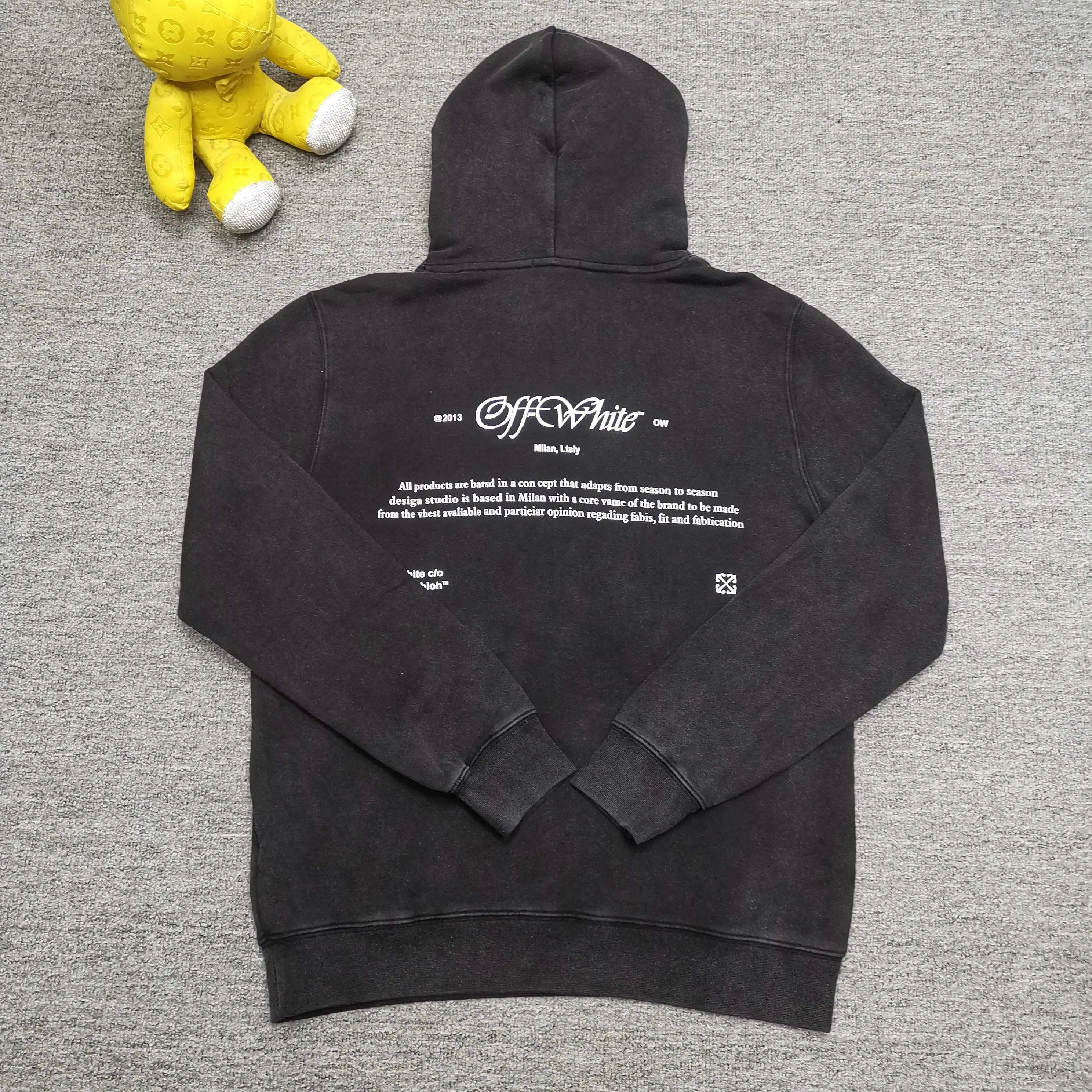 off white 25ss religious portrait oil painting 460g washed hooded sweatshirt Color: washed black Size: S M L XL P410